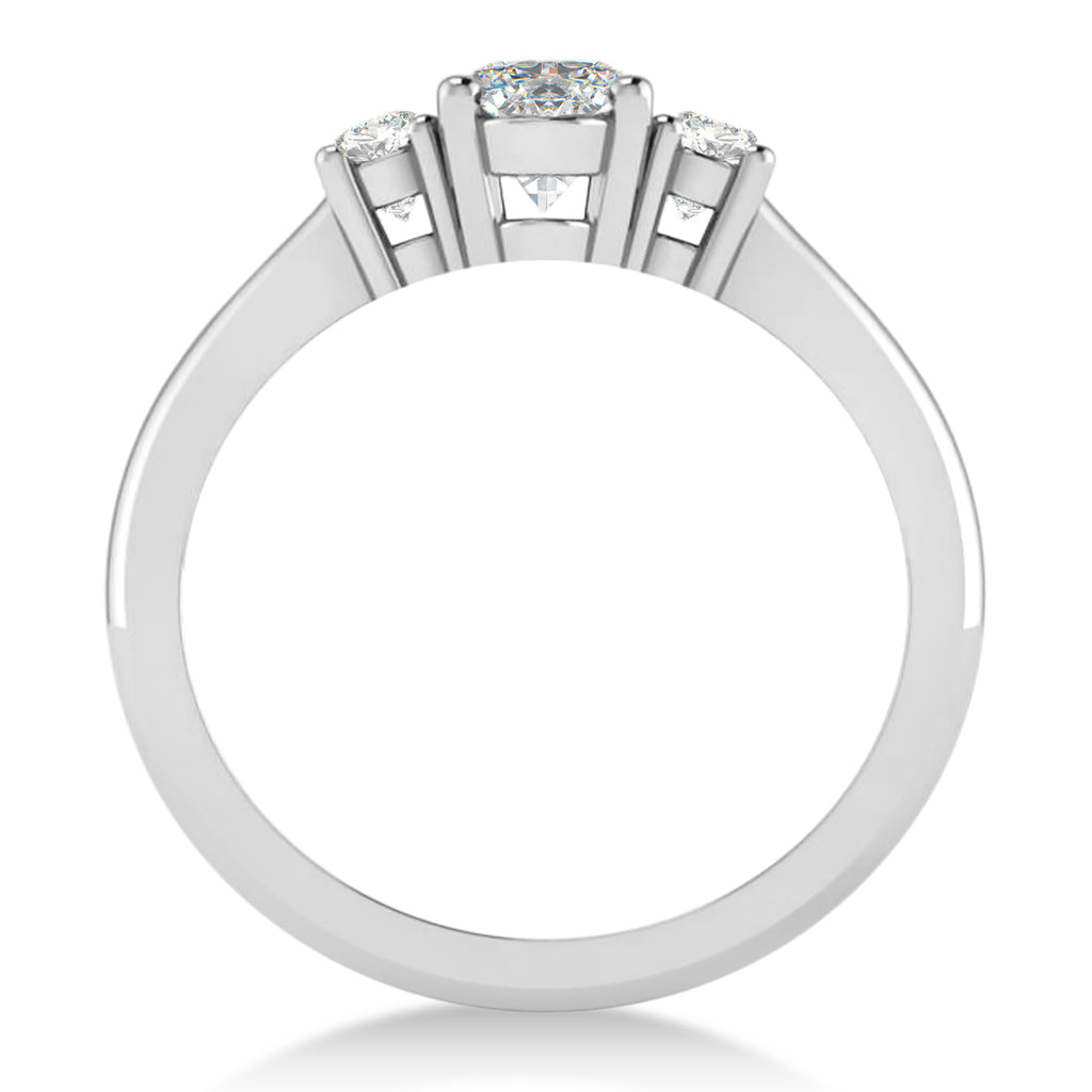 Oval Moissanite & Diamond Three-Stone Engagement Ring 14k White Gold (1.20ct)