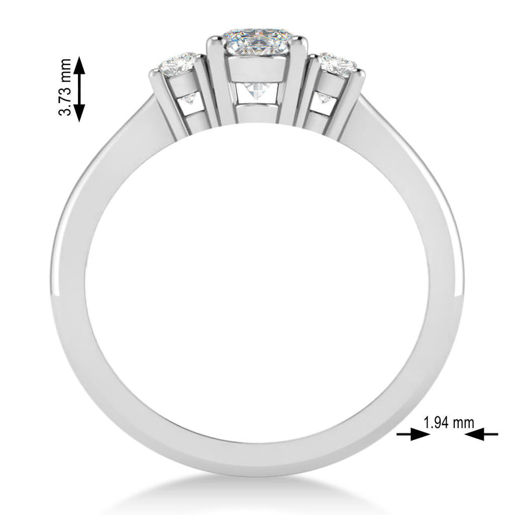 Oval Moissanite & Diamond Three-Stone Engagement Ring 14k White Gold (1.20ct)