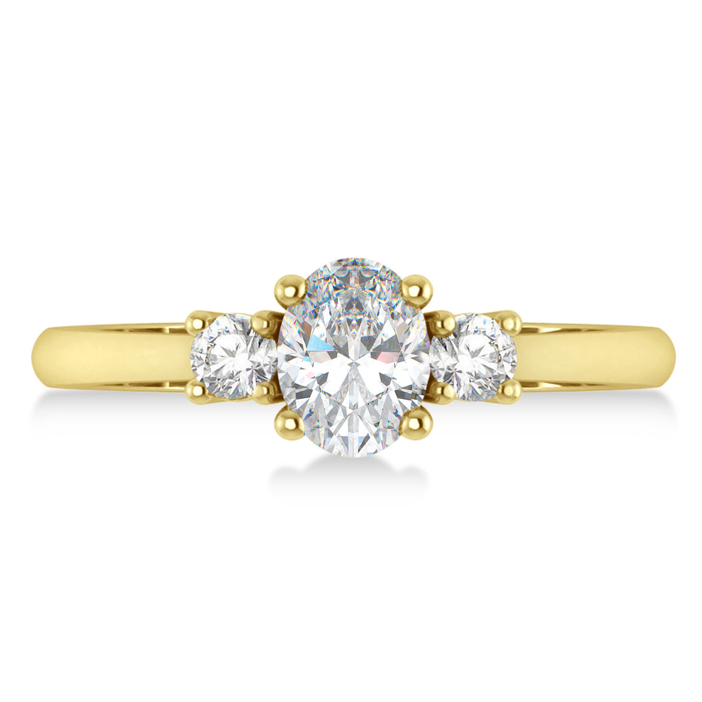 Oval Moissanite & Diamond Three-Stone Engagement Ring 14k Yellow Gold (1.20ct)