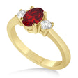 Oval Ruby & Diamond Three-Stone Engagement Ring 14k Yellow Gold (1.20ct)