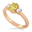 Oval Yellow & White Diamond Three-Stone Engagement Ring 14k Rose Gold (1.20ct)