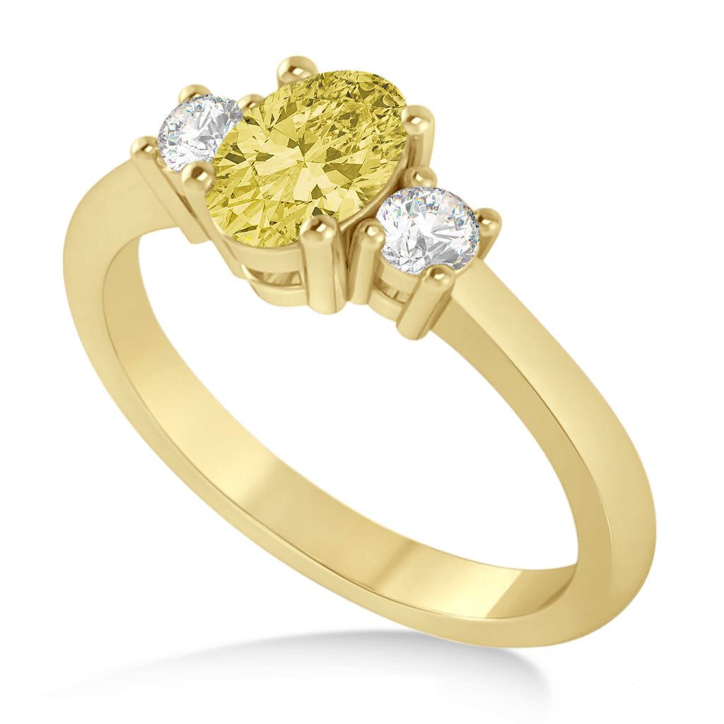 Oval Yellow & White Diamond Three-Stone Engagement Ring 14k Yellow Gold (1.20ct)