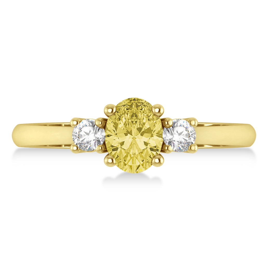 Oval Yellow & White Diamond Three-Stone Engagement Ring 14k Yellow Gold (1.20ct)