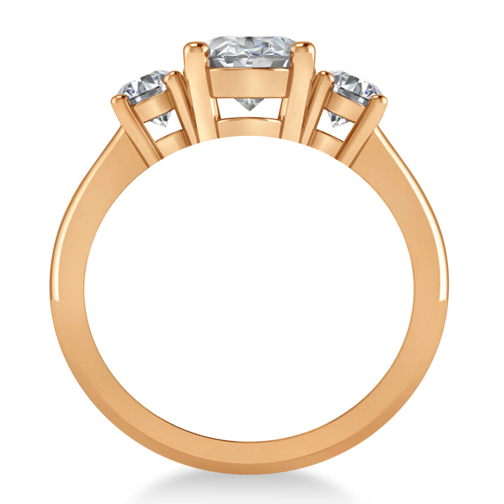 Oval & Round 3-Stone Diamond Engagement Ring 14k Rose Gold (3.00ct)