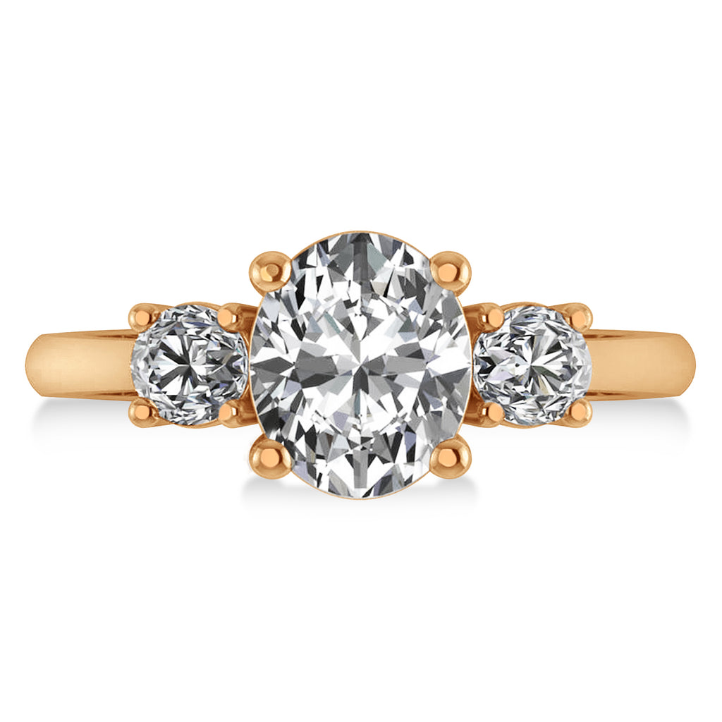Oval & Round 3-Stone Diamond Engagement Ring 14k Rose Gold (3.00ct)