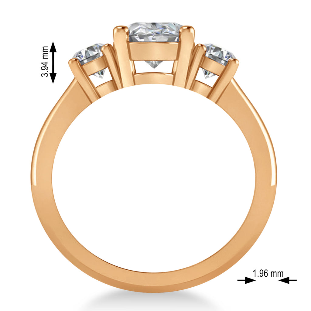 Oval & Round 3-Stone Diamond Engagement Ring 14k Rose Gold (3.00ct)