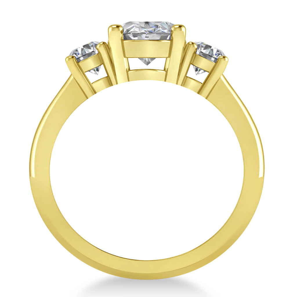 Oval & Round 3-Stone Diamond Engagement Ring 14k Yellow Gold (3.00ct)