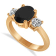 Oval & Round 3-Stone Black & White Diamond Engagement Ring 14k Rose Gold (3.00ct)