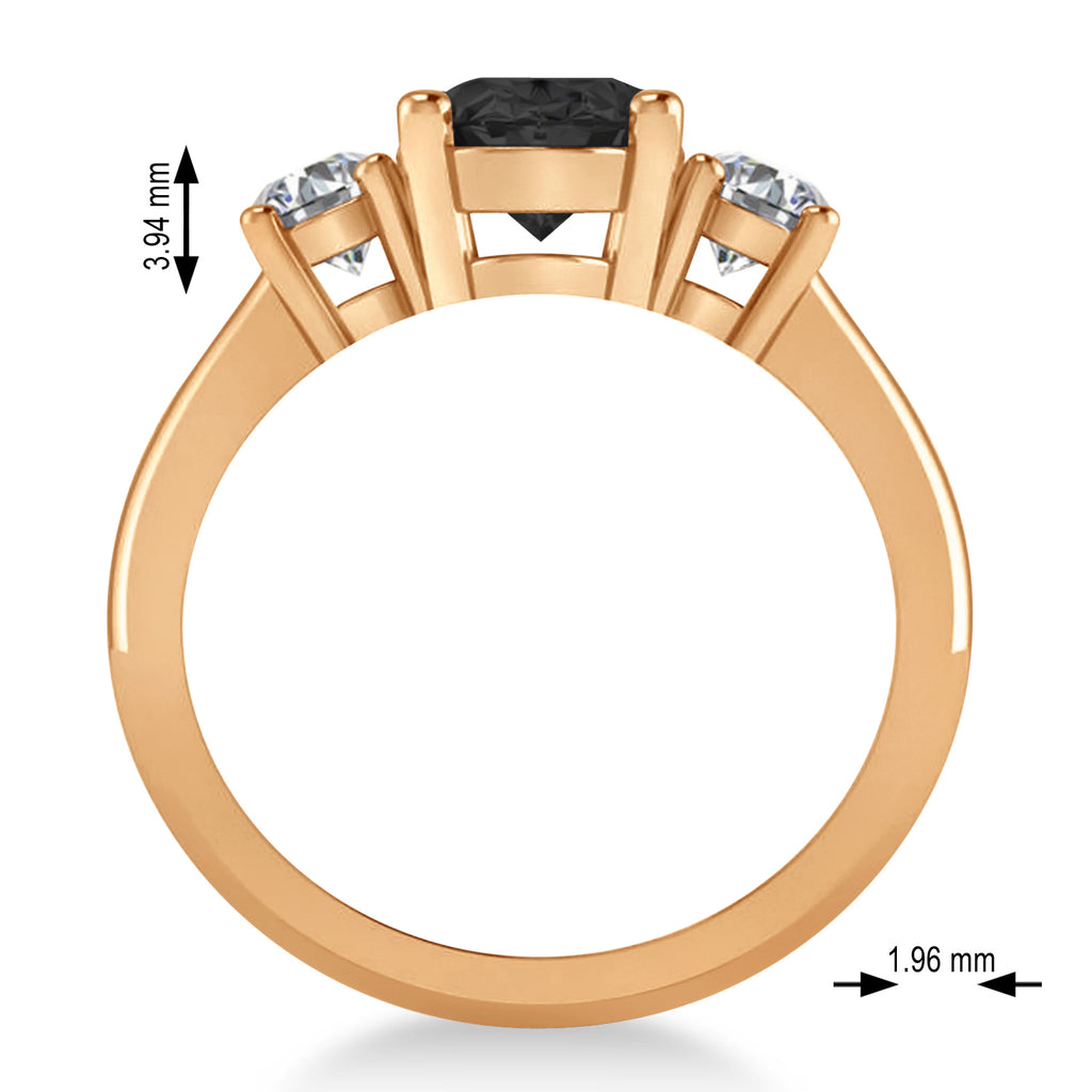 Oval & Round 3-Stone Black & White Diamond Engagement Ring 14k Rose Gold (3.00ct)