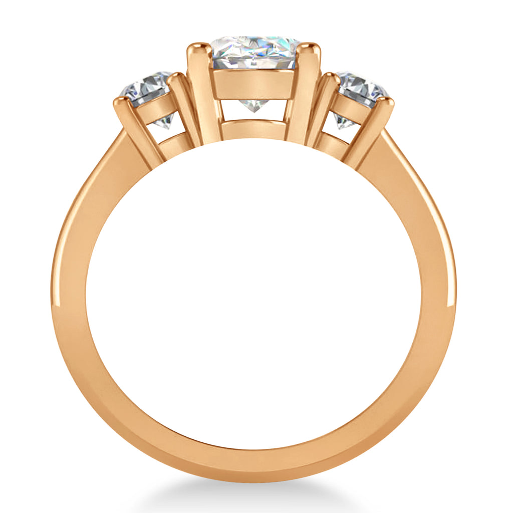 Oval & Round 3-Stone Moissanite & Diamond Engagement Ring 14k Rose Gold (3.00ct)
