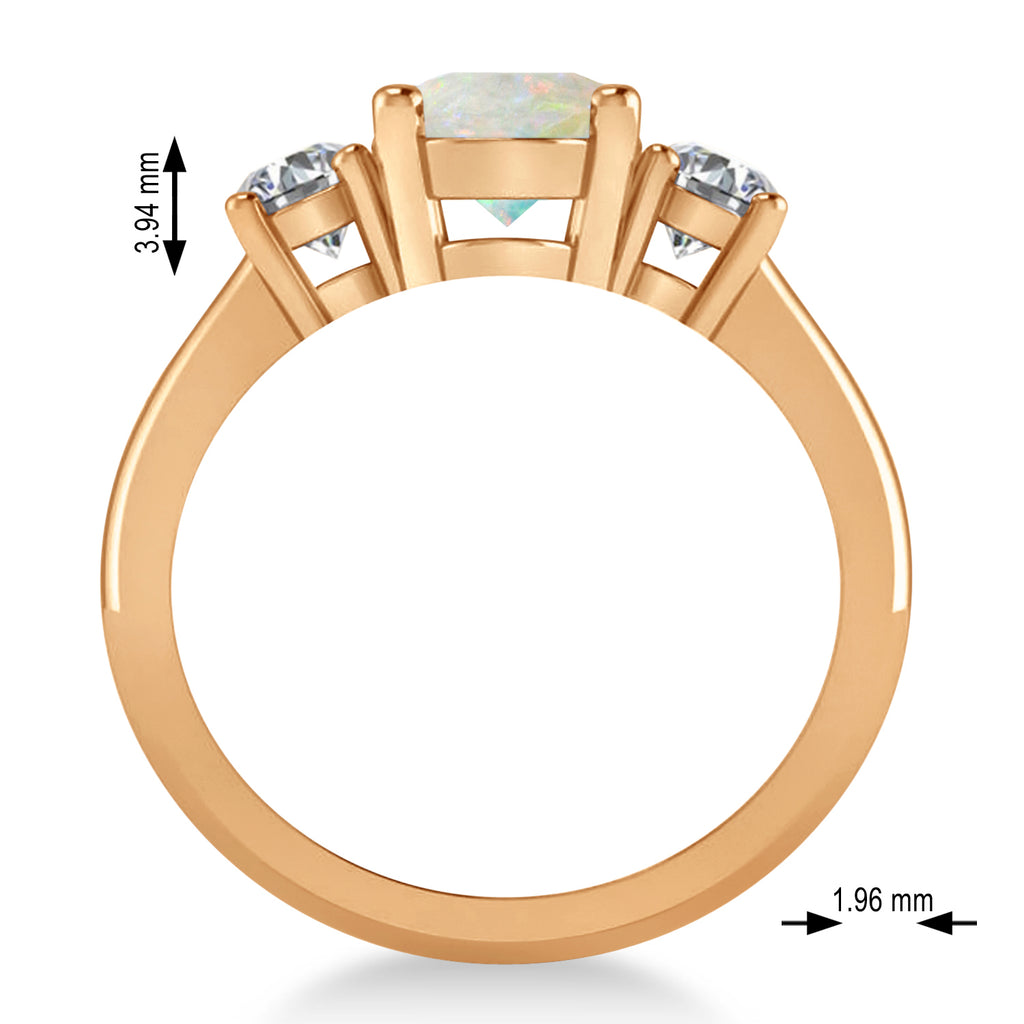 Oval & Round 3-Stone Opal & Diamond Engagement Ring 14k Rose Gold (3.00ct)