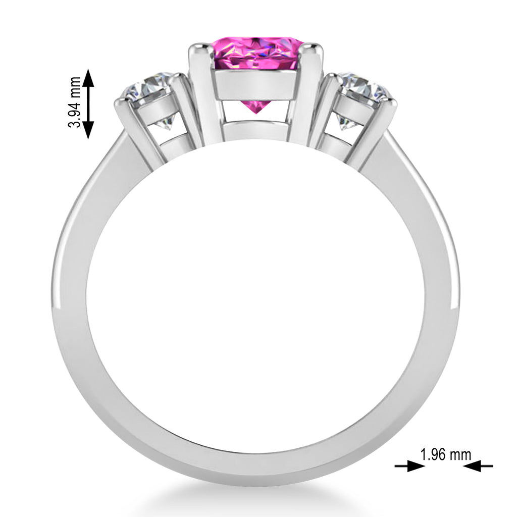 Oval & Round 3-Stone Pink Topaz & Diamond Engagement Ring 14k White Gold (3.00ct)