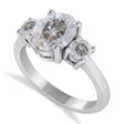 Oval & Round 3-Stone Salt & Pepper Diamond Engagement Ring 14k White Gold (3.00ct)