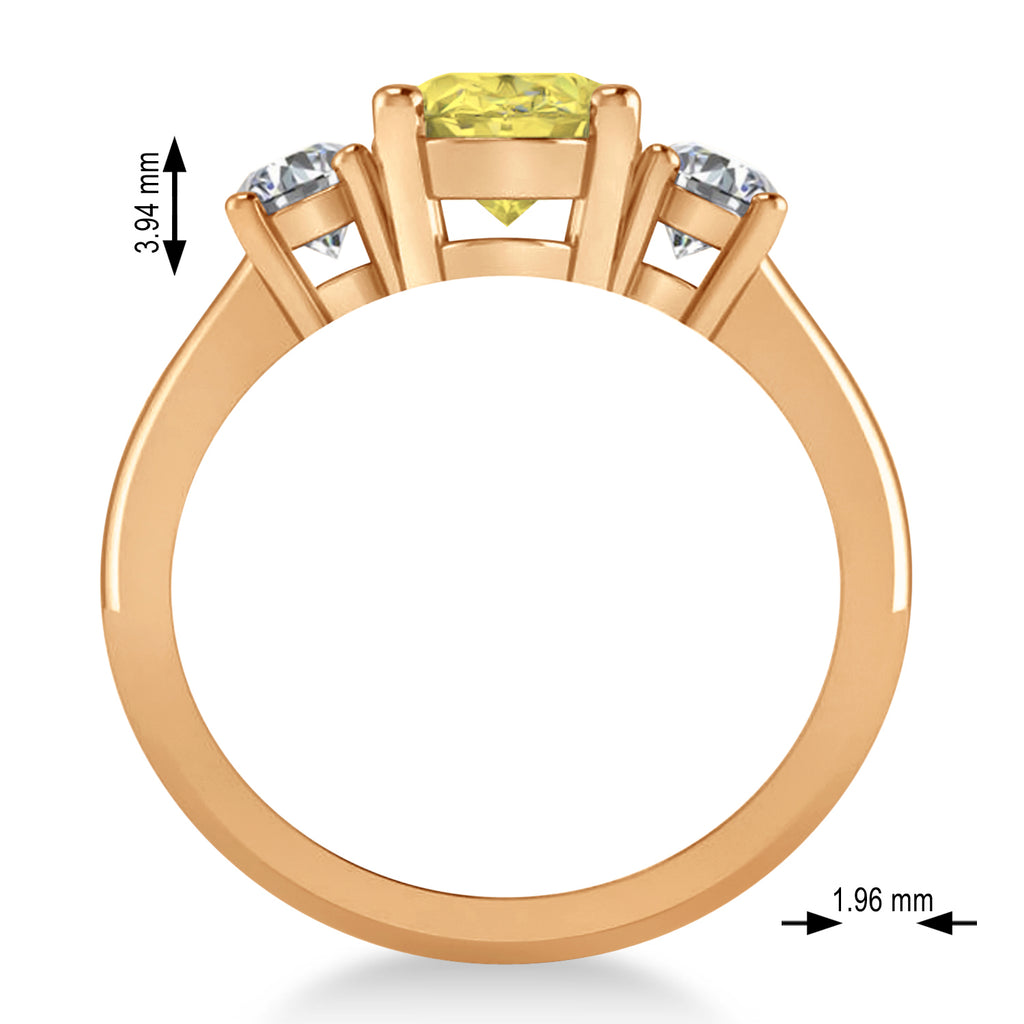 Oval & Round 3-Stone Yellow & White Diamond Engagement Ring 14k Rose Gold (3.00ct)