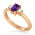 Emerald Amethyst & Diamond Three-Stone Engagement Ring 14k Rose Gold (0.60ct)