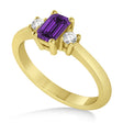 Emerald Amethyst & Diamond Three-Stone Engagement Ring 14k Yellow Gold (0.60ct)