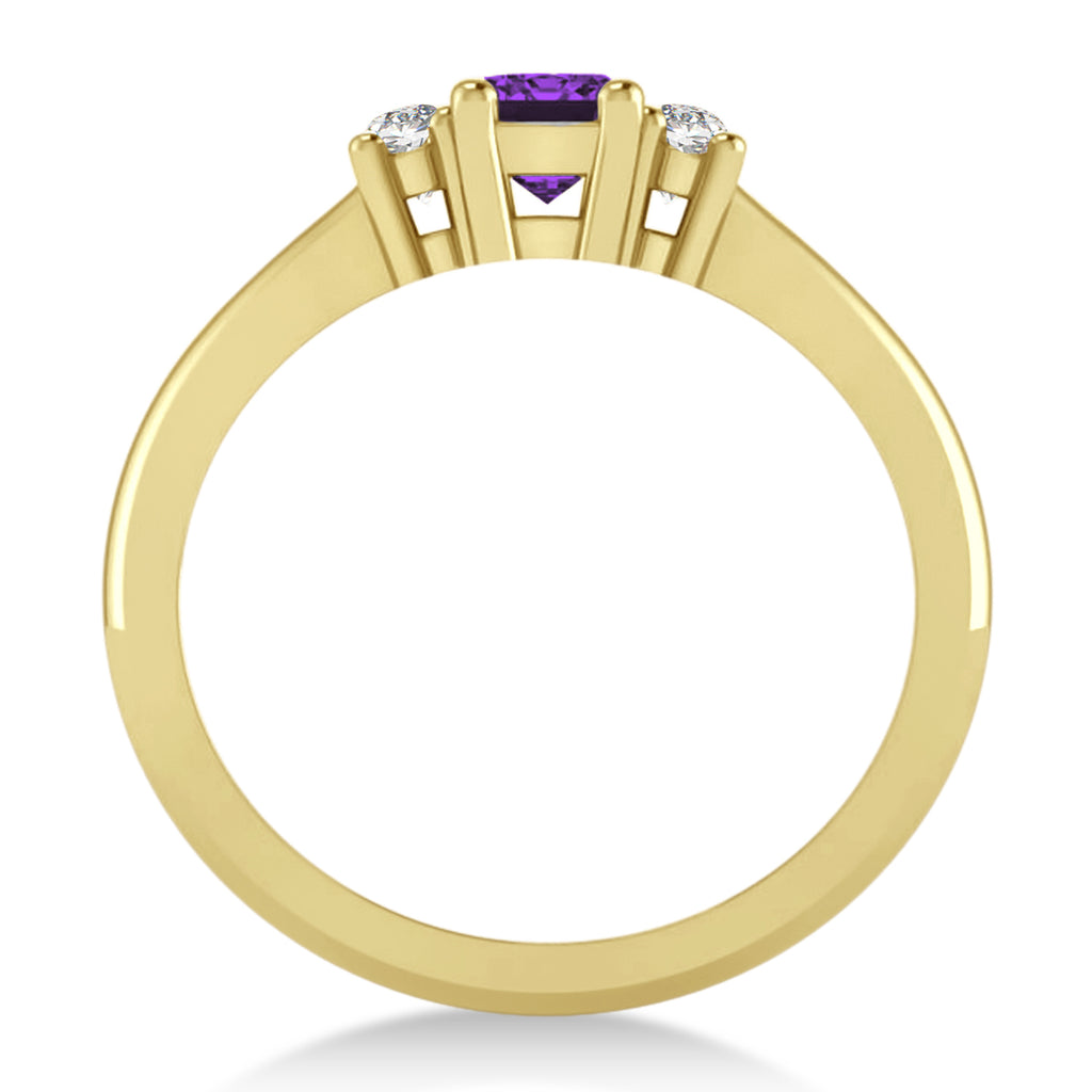 Emerald Amethyst & Diamond Three-Stone Engagement Ring 14k Yellow Gold (0.60ct)