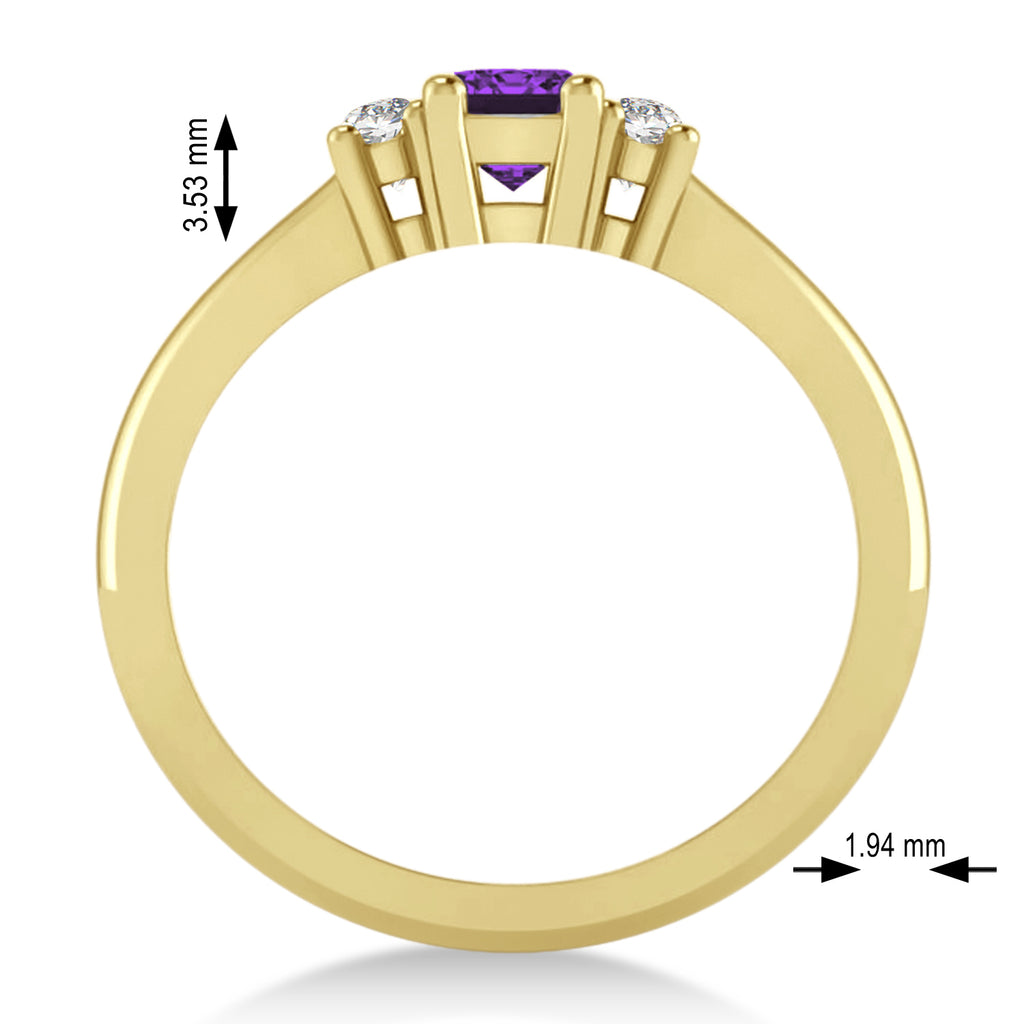 Emerald Amethyst & Diamond Three-Stone Engagement Ring 14k Yellow Gold (0.60ct)