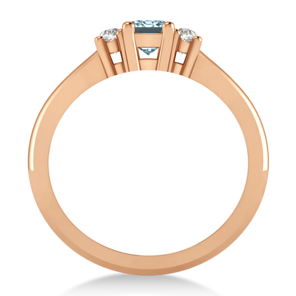 Emerald Aquamarine & Diamond Three-Stone Engagement Ring 14k Rose Gold (0.60ct)