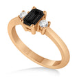Emerald Black & White Diamond Three-Stone Engagement Ring 14k Rose Gold (0.60ct)