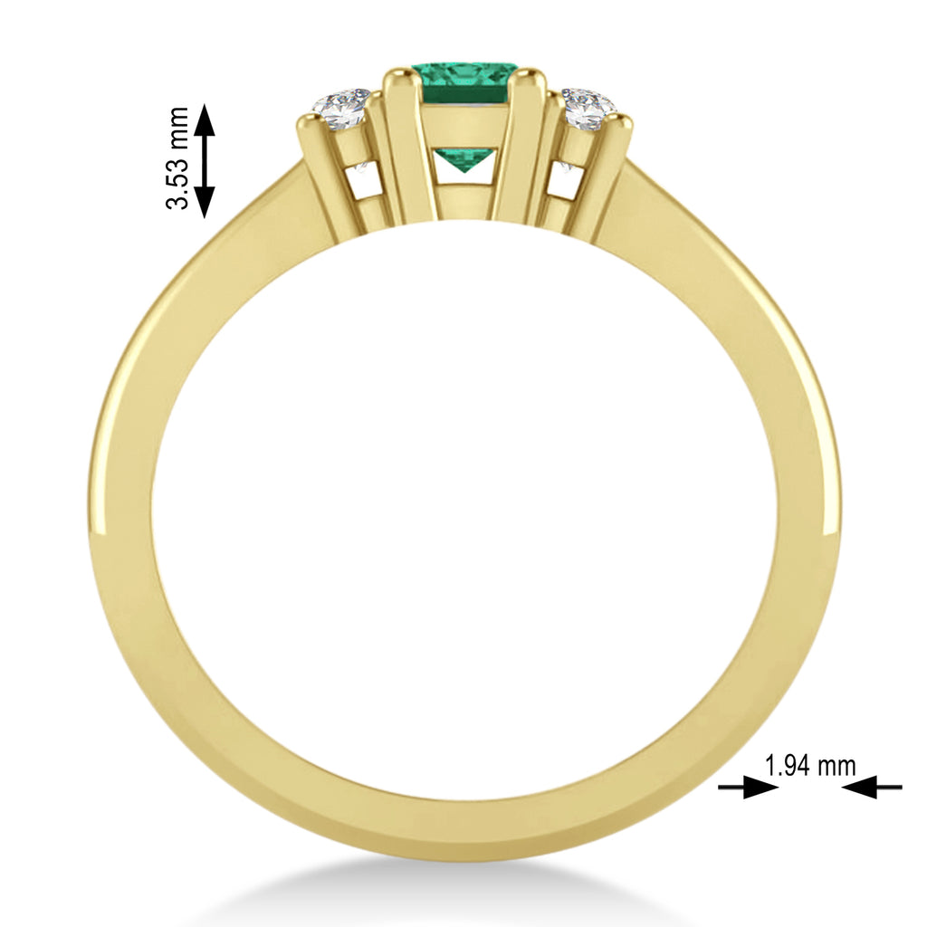 Emerald-Cut Emerald & Diamond Three-Stone Engagement Ring 14k Yellow Gold (0.60ct)