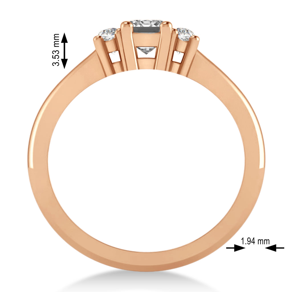 Emerald Lab Grown Diamond Three-Stone Engagement Ring 14k Rose Gold (0.60ct)