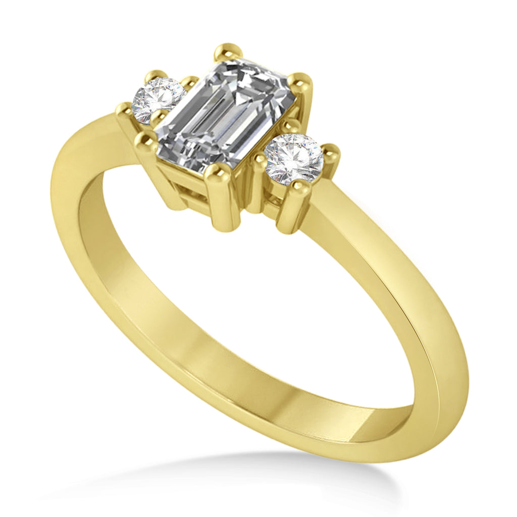 Emerald Lab Diamond Three-Stone Engagement Ring 14k Yellow Gold (0.60ct)