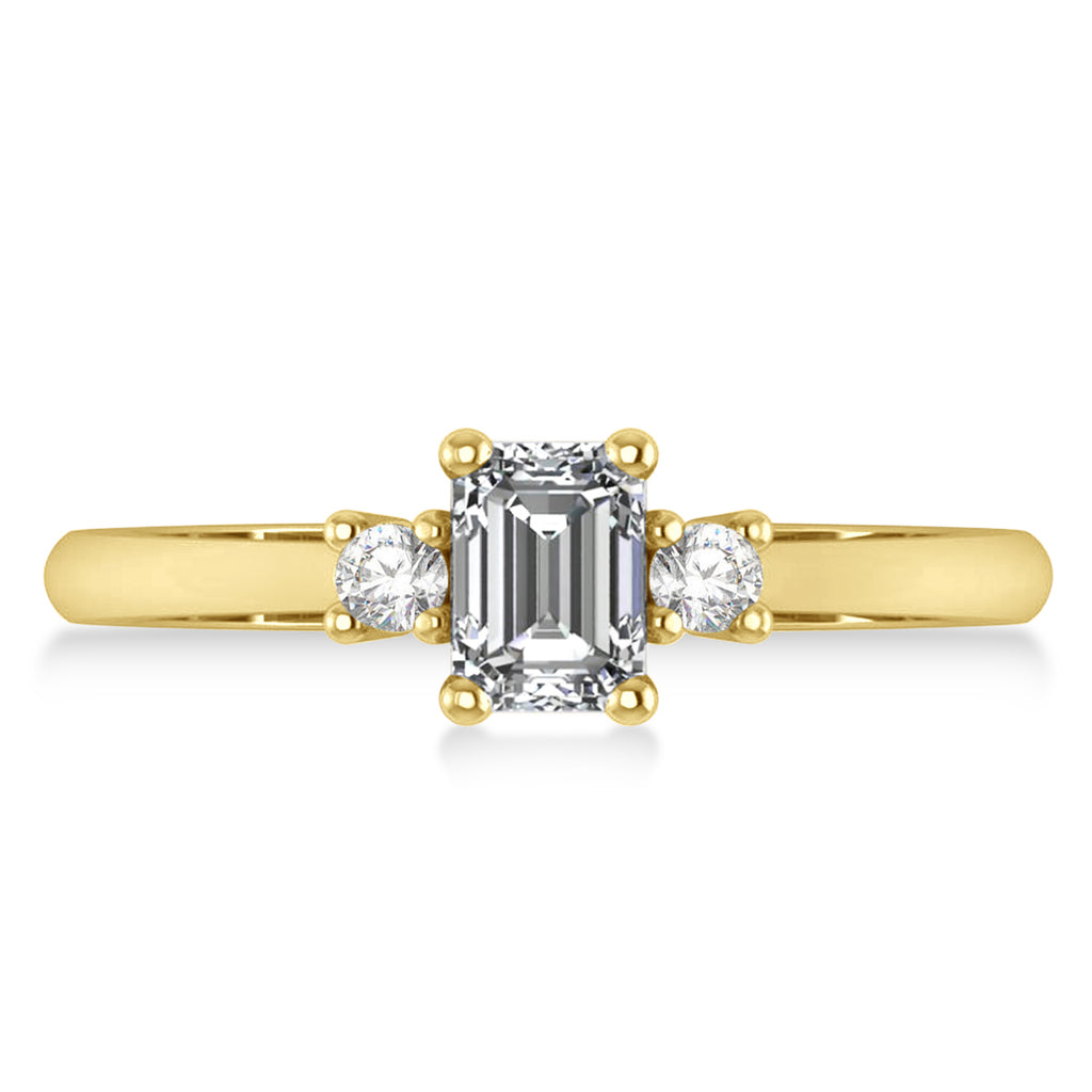 Emerald Lab Diamond Three-Stone Engagement Ring 14k Yellow Gold (0.60ct)