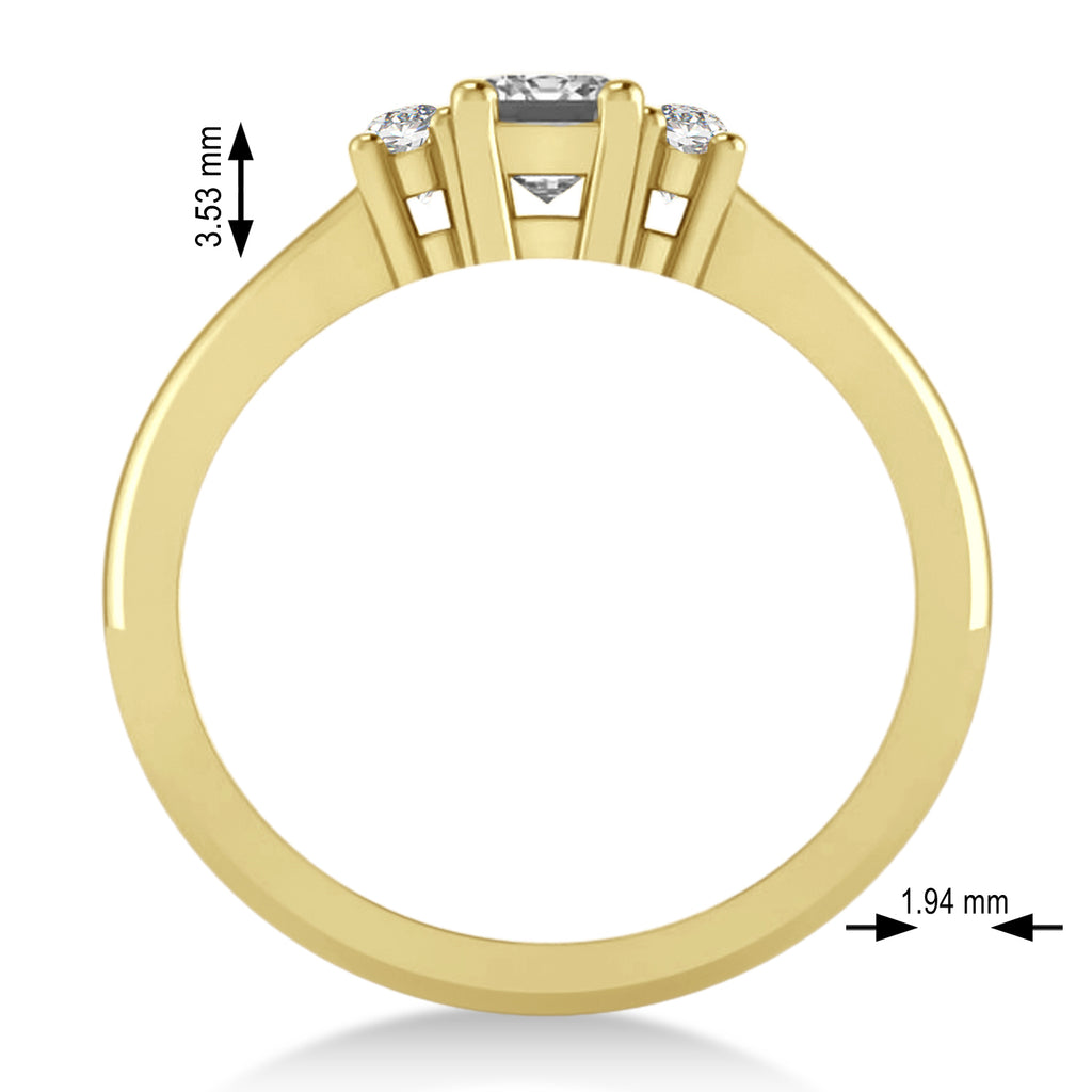 Emerald Lab Diamond Three-Stone Engagement Ring 14k Yellow Gold (0.60ct)