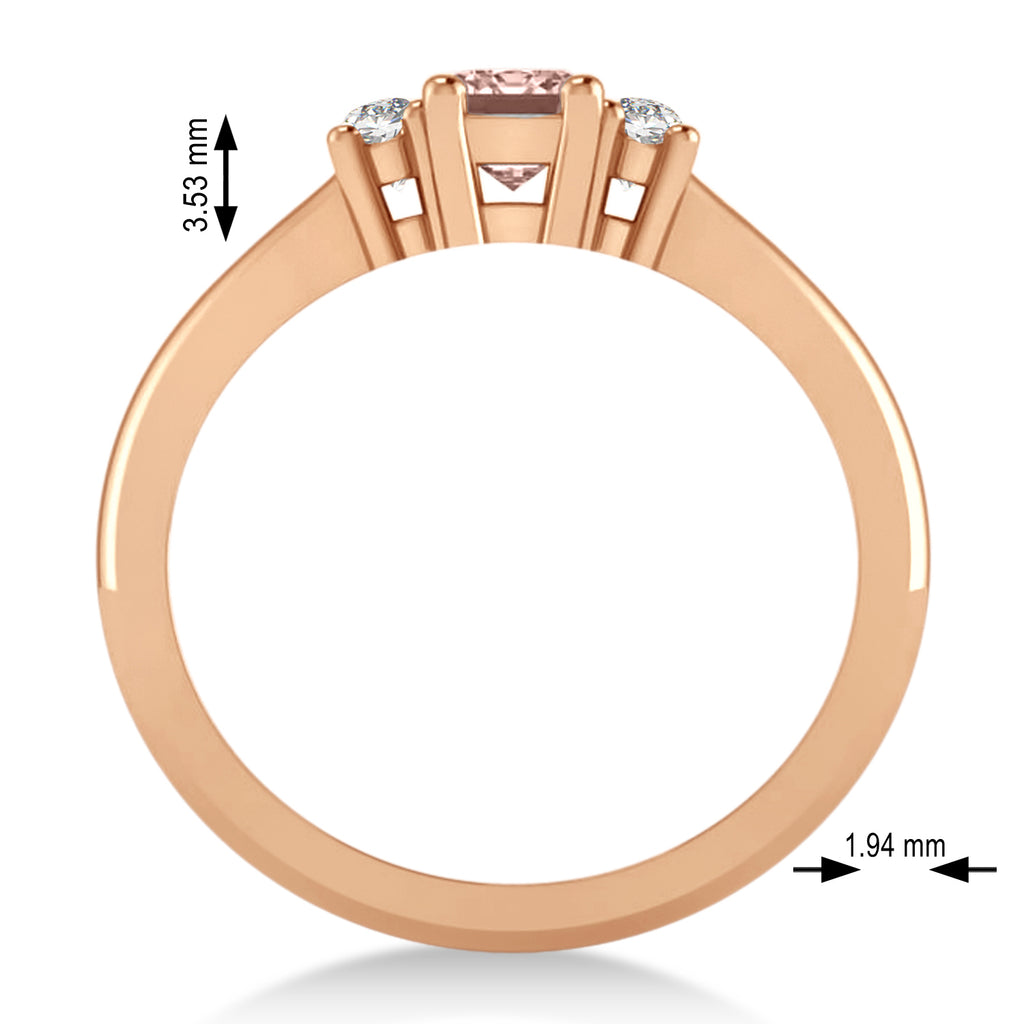 Emerald Morganite & Diamond Three-Stone Engagement Ring 14k Rose Gold (0.60ct)