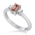 Emerald Morganite & Diamond Three-Stone Engagement Ring 14k White Gold (0.60ct)