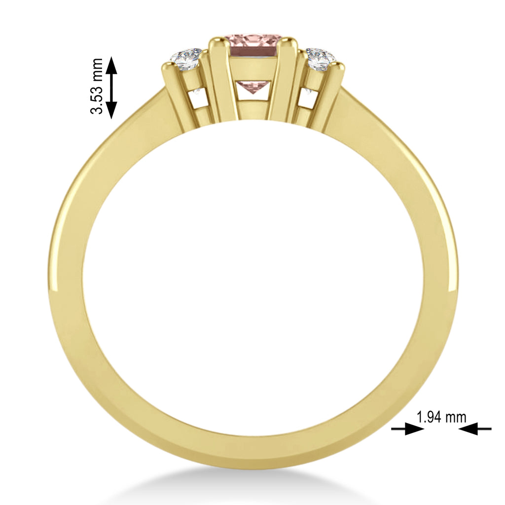Emerald Morganite & Diamond Three-Stone Engagement Ring 14k Yellow Gold (0.60ct)