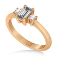 Emerald Moissanite & Diamond Three-Stone Engagement Ring 14k Rose Gold (0.60ct)