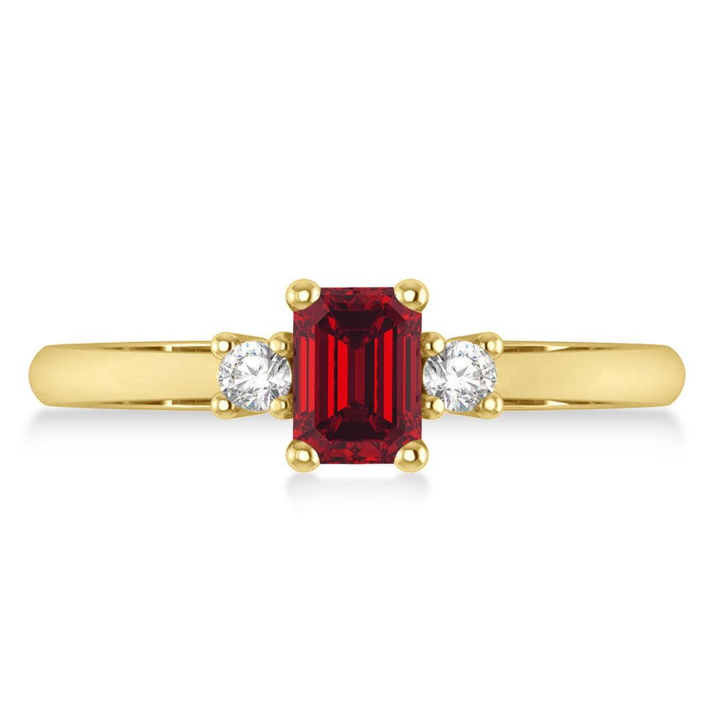 Emerald Ruby & Diamond Three-Stone Engagement Ring 14k Yellow Gold (0.60ct)