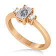 Emerald Salt & Pepper & White Diamond Three-Stone Engagement Ring 14k Rose Gold (0.60ct)