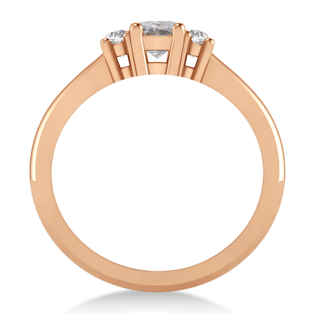 Emerald Salt & Pepper & White Diamond Three-Stone Engagement Ring 14k Rose Gold (0.60ct)