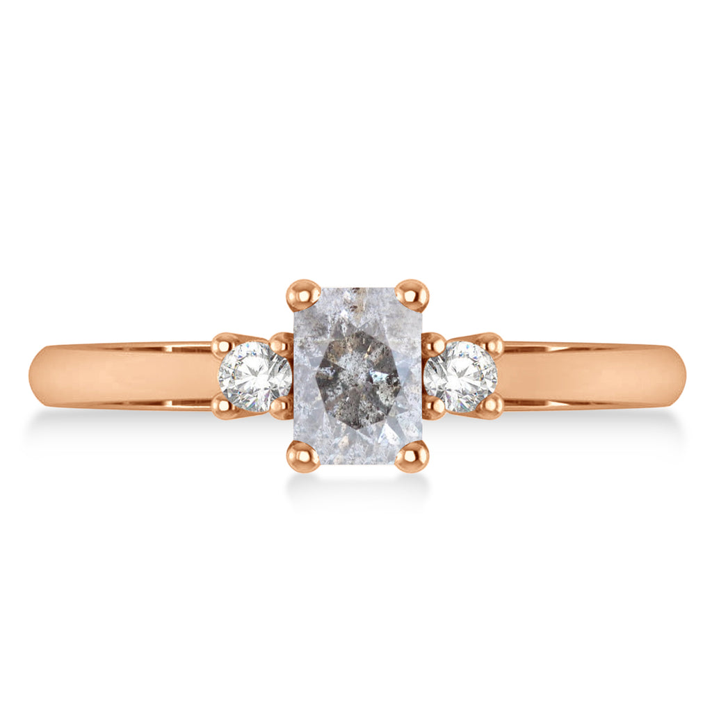 Emerald Salt & Pepper & White Diamond Three-Stone Engagement Ring 14k Rose Gold (0.60ct)