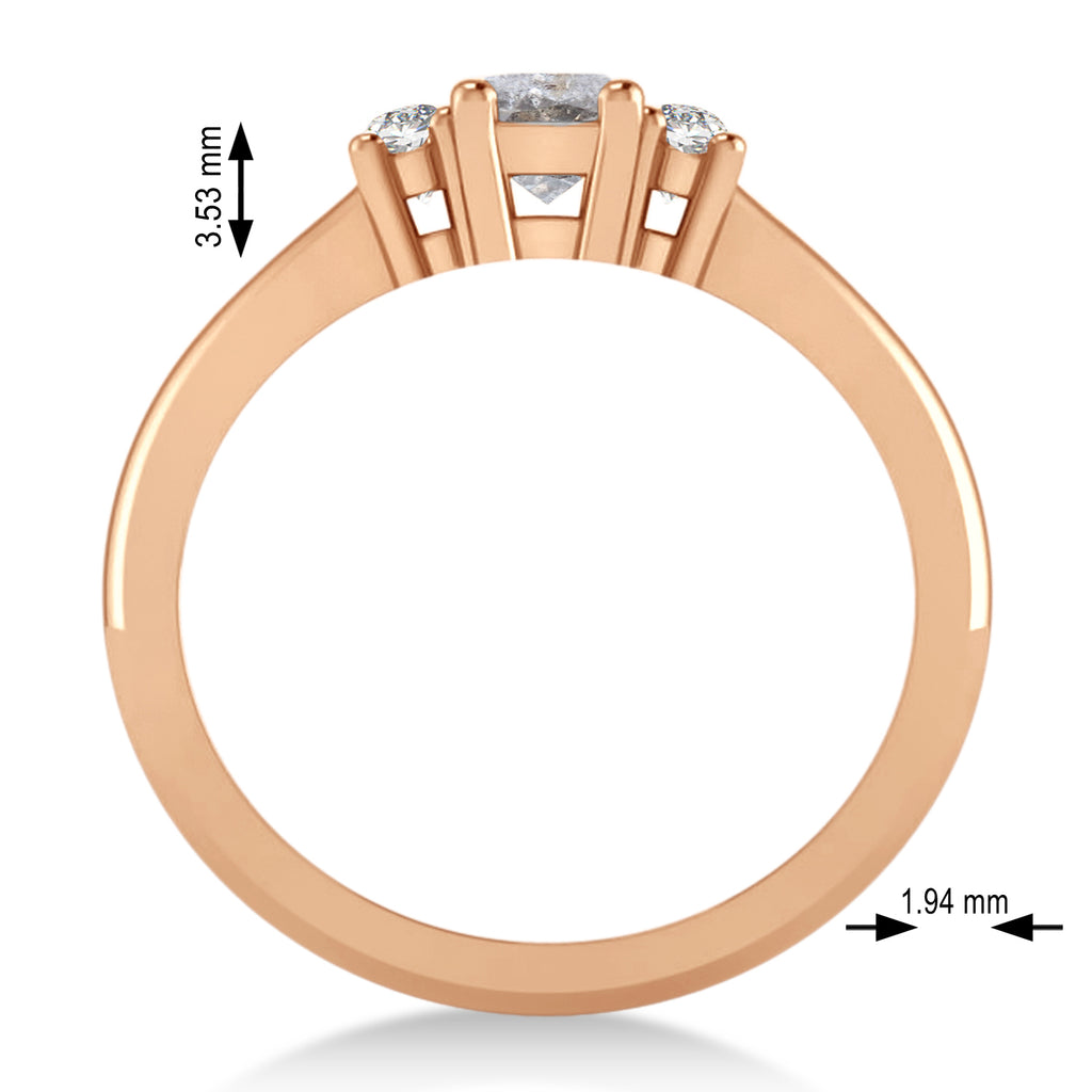 Emerald Salt & Pepper & White Diamond Three-Stone Engagement Ring 14k Rose Gold (0.60ct)