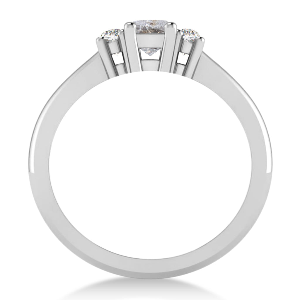 Emerald Salt & Pepper & White Diamond Three-Stone Engagement Ring 14k White Gold (0.60ct)