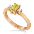 Emerald Yellow & White Diamond Three-Stone Engagement Ring 14k Rose Gold (0.60ct)