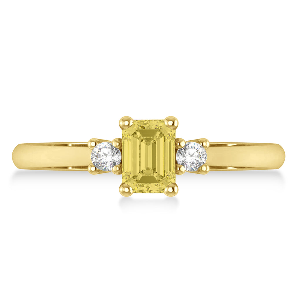 Emerald Yellow & White Diamond Three-Stone Engagement Ring 14k Yellow Gold (0.60ct)