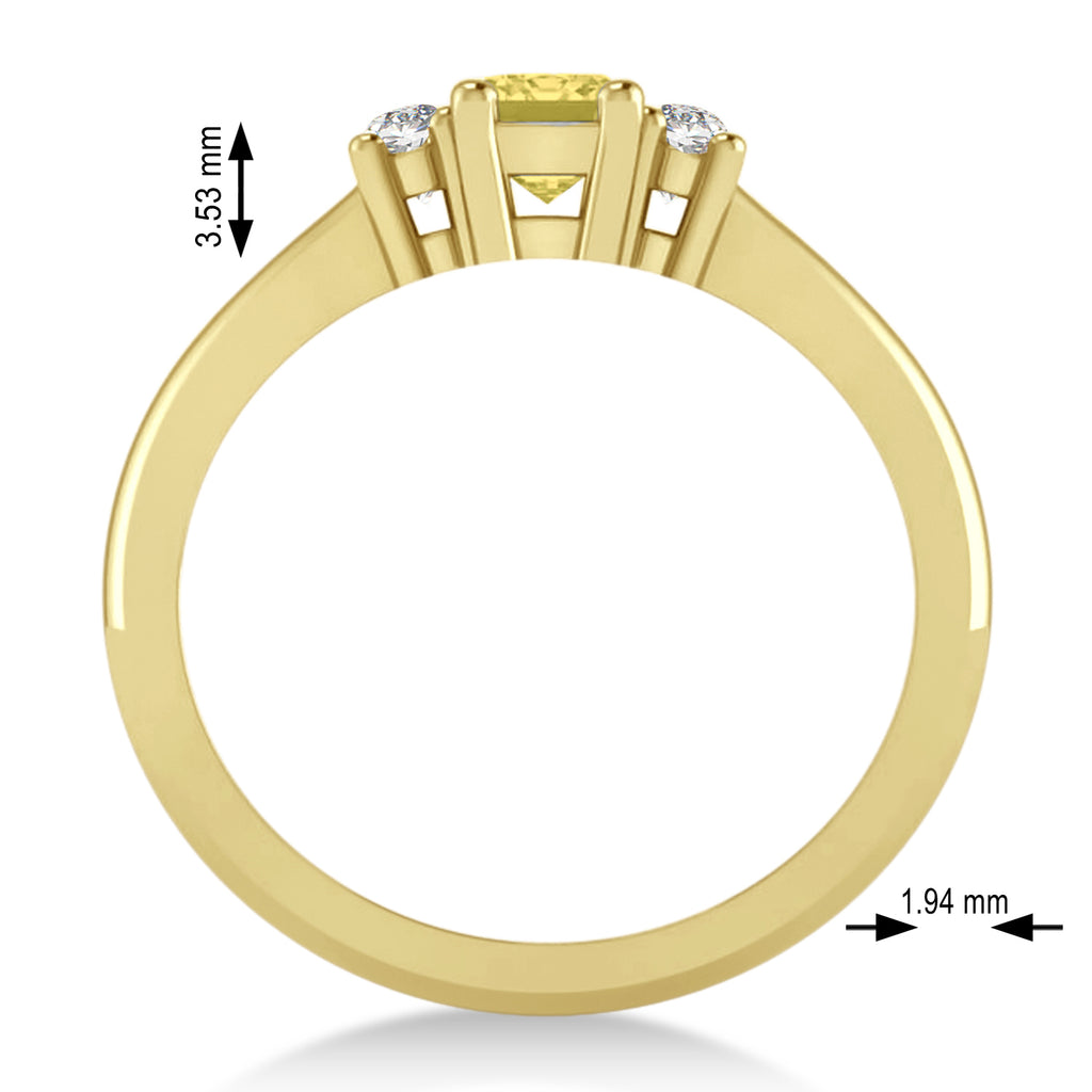 Emerald Yellow & White Diamond Three-Stone Engagement Ring 14k Yellow Gold (0.60ct)