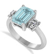Emerald & Round 3-Stone Aquamarine & Diamond Engagement Ring 14k White Gold (3.00ct)