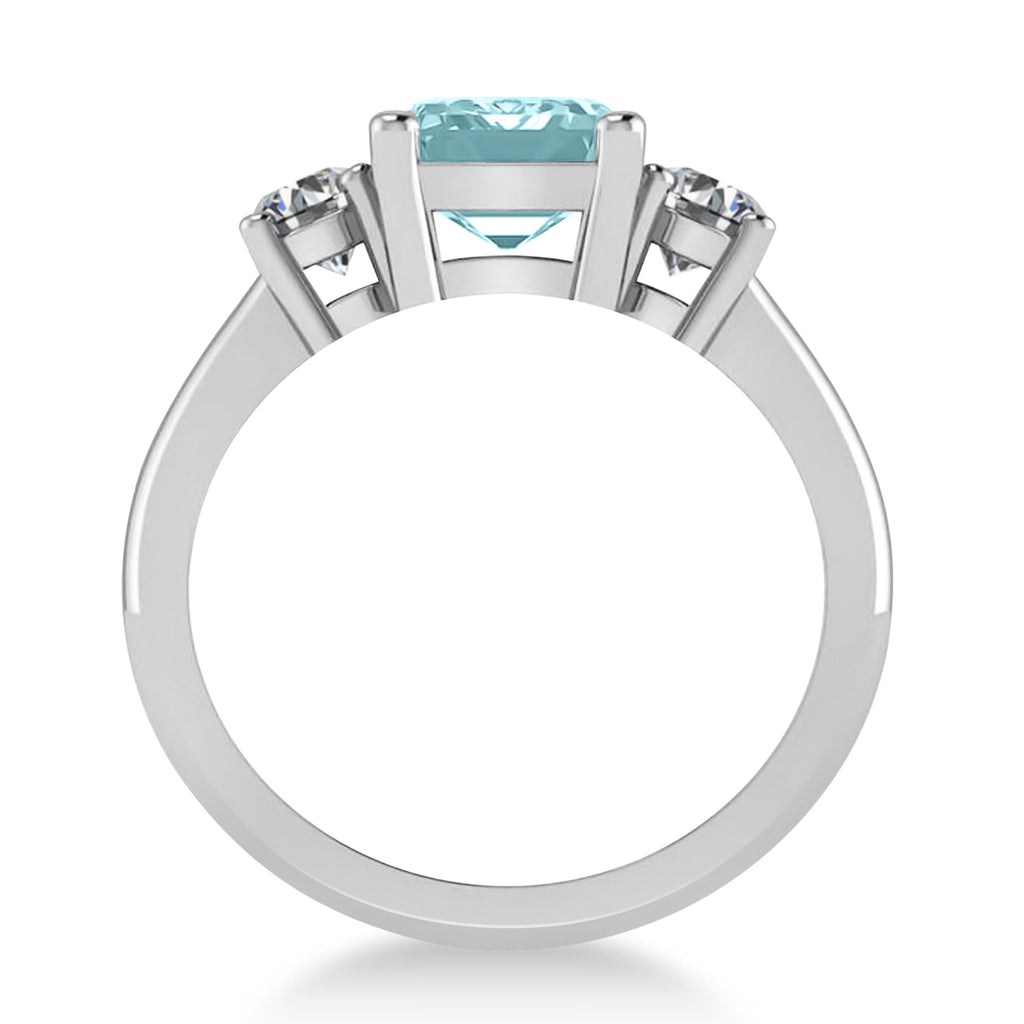 Emerald & Round 3-Stone Aquamarine & Diamond Engagement Ring 14k White Gold (3.00ct)