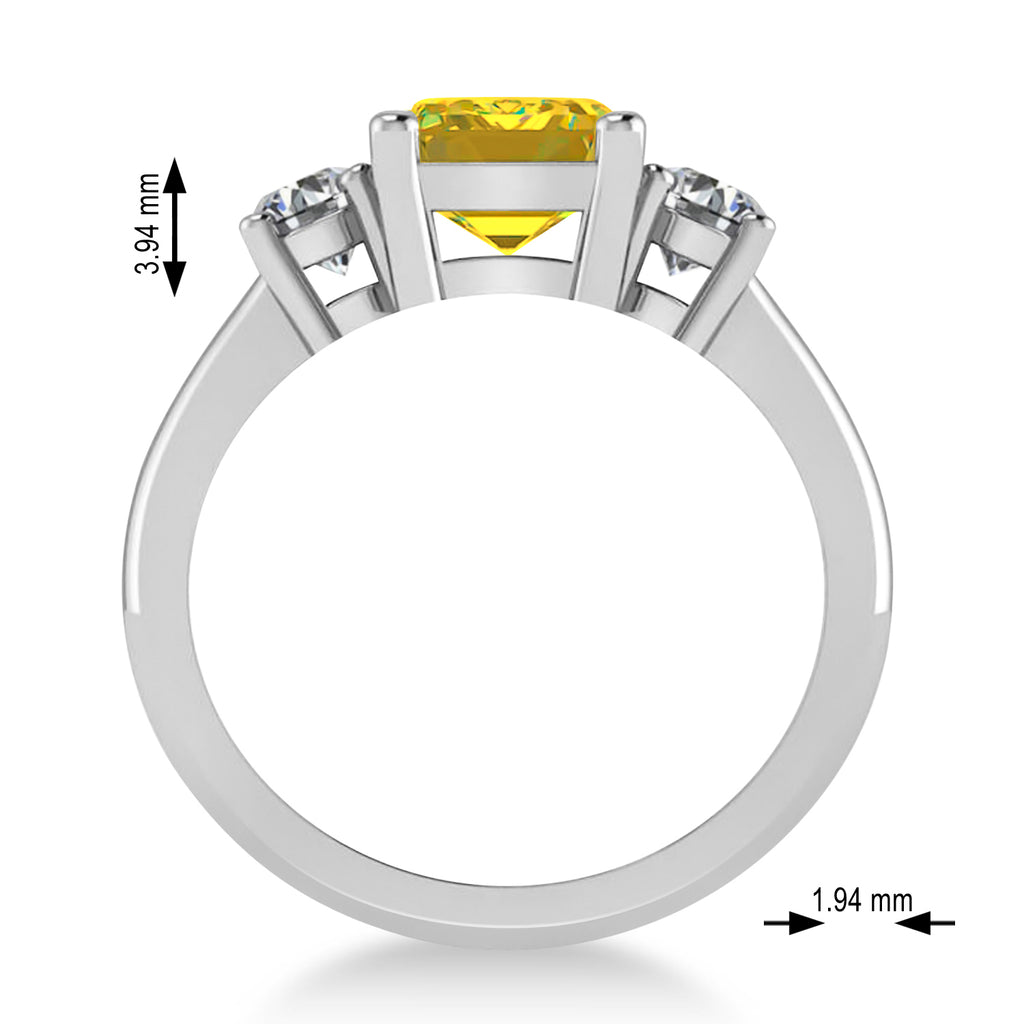Emerald & Round 3-Stone Yellow Sapphire & Diamond Engagement Ring 14k White Gold (3.00ct)