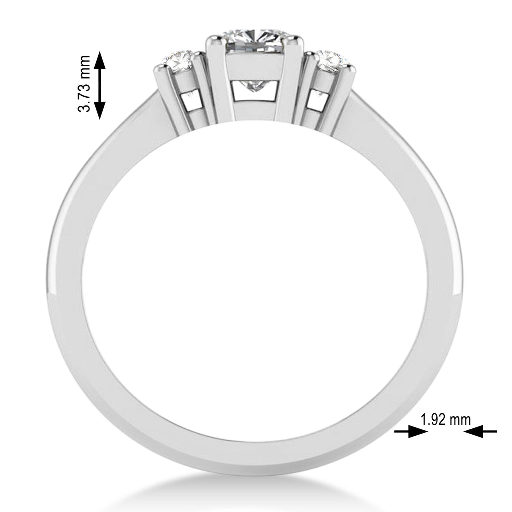 Cushion Diamond Three-Stone Engagement Ring 14k White Gold (0.60ct)