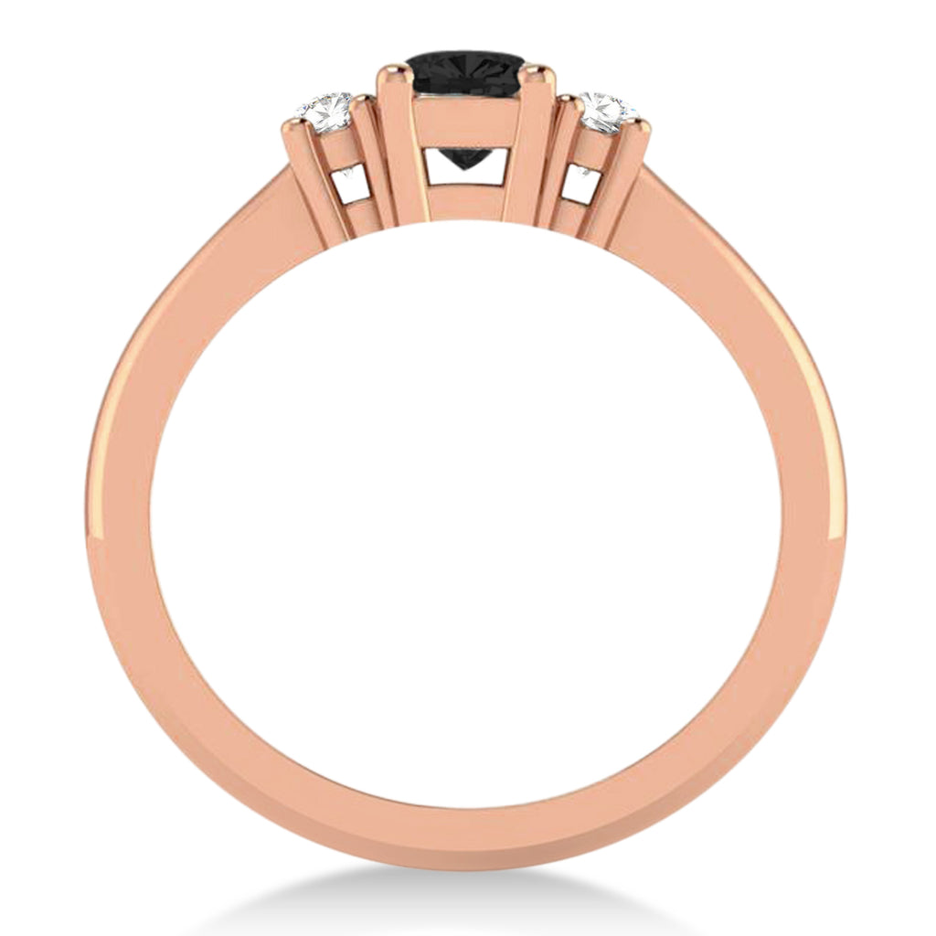 Cushion Black & White Diamond Three-Stone Engagement Ring 14k Rose Gold (0.60ct)
