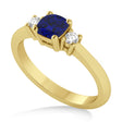 Cushion Blue Sapphire & Diamond Three-Stone Engagement Ring 14k Yellow Gold (0.60ct)