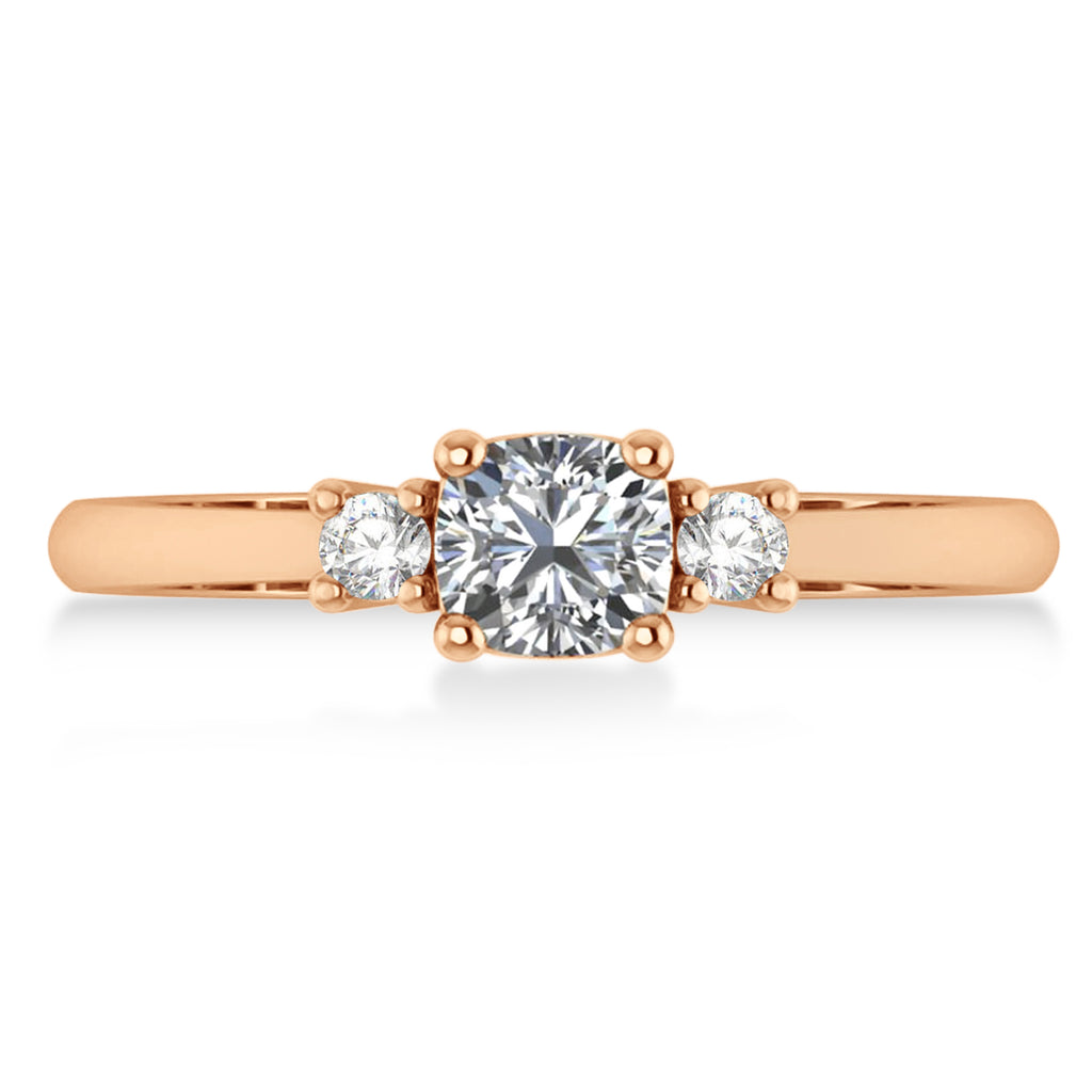 Cushion Lab Grown Diamond Three-Stone Engagement Ring 14k Rose Gold (0.60ct)