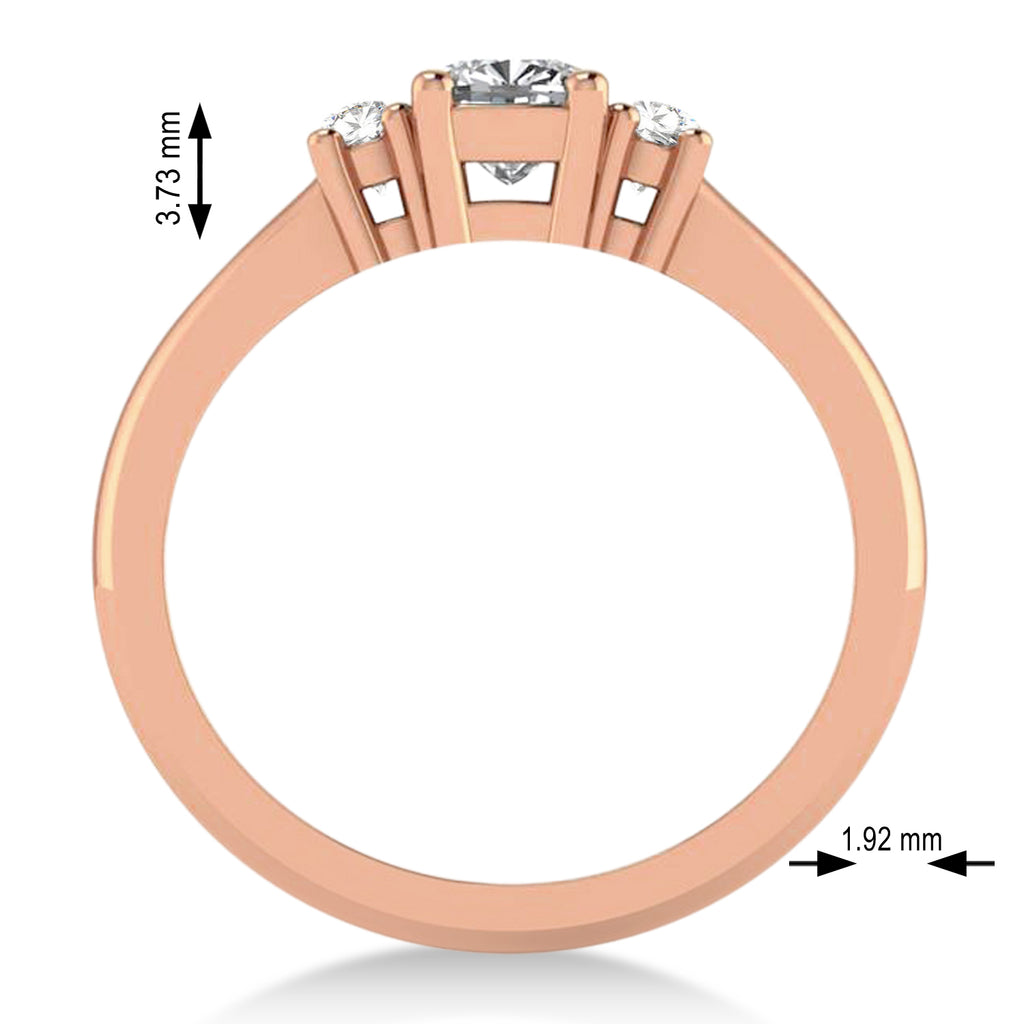 Cushion Lab Grown Diamond Three-Stone Engagement Ring 14k Rose Gold (0.60ct)